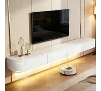 Modern Floating TV Stand with Storage Wall Mounted Media Console Entertainment Center for 47-118 inch TV Solid Wood TV Cabinet with Drawers & Shelves for Living Room Bedroom(White LED,70.8IN)