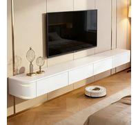 Modern Floating TV Stand with Storage Wall Mounted Media Console Entertainment Center for 47-118 inch TV Solid Wood TV Cabinet with Drawers & Shelves for Living Room Bedroom(White,102.3IN)