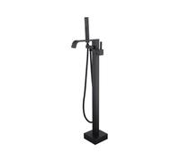 Modern Floor Mount Freestanding Bathtub Faucet with Handheld Shower Brass Single Handle High Flow Tub Filler