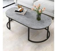 Modern Glam Table basse ovale, gris clair, 100,3 x 61 x 41,9 cm (L x l x H)