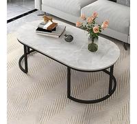 Modern Glam Table basse ovale Gris clair 100,3 x 61 x 41,9 cm (L x l x H)