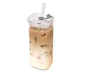 Modern Glass Cup - Square Drinkware Fessel, Clear Beverage Mug | Spill resistant Square Glassware Thickened Drinking Container Transparent Stylish Liquid Holder for Four Hundred Milliters