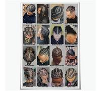 Modern Graphic Hair Poster for Salon Contemporary Room | Geometric curl pattern, angular wave design, tattoo parlor adjacent style(Framed,12x18inch(30x45cm))