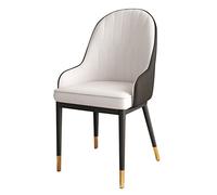 Modern High Back Dining Chairs Soft Waterproof Leather Metal Legs - Elegant Comfortable Seating for Kitchen and Living Room Perfect for Home Decor (B)