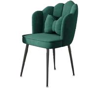 Modern Home Office Chair with Pillow for Bedroom Living Room Chairs Large Shell Metal Legs Cute Desk Dining Makeup Dresser Leisure (Green Black Legs)