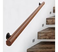 Modern il Rampe d'escalier en bois massif pour escalier intérieur et extérieur 0,3 m à 4,6 m Barre d'appui solide (240 cm)