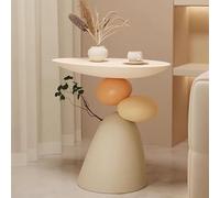 Modern Irregular Side Table Sofa Small End Table Decorative Nightstand No Assembly Required for Living Room, Bedroom, Bedside, Apartment(White)