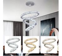 Modern large Crystal led Chandelier Ceiling Light 3-color Dimmable clear Crystal light