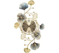 Modern Large Digital Silent Wall Clock, 3D Metal Ginkgo Leaves Wall Decor Clock for Living Room Bedroom Dining Room Kitchen Office,48 * 83cm