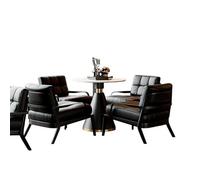 Modern Leather Accent Chair Set Arm Chairs Ergonomic Lounge with Extra Soft Pocket Spring Cushion for Long Reading(A,80cm -Table)