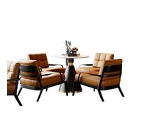 Modern Leather Accent Chair Set Arm Chairs Ergonomic Lounge with Extra Soft Pocket Spring Cushion for Long Reading(D,70cm -Table)