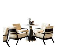 Modern Leather Accent Chair Set Arm Chairs Ergonomic Lounge with Extra Soft Pocket Spring Cushion for Long Reading(C,60cm -Table)