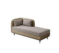 Modern Leather and Fabric Chaise Lounge, Upholstered Daybed with Solid Wood Legs, Contemporary Indoor Living-Room Furniture for Apartment Bedroom(B,140x70x68cm)