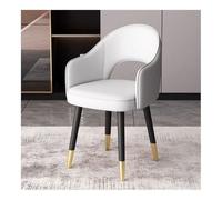 Modern Leather Dining Chairs Mid-Century Accent Chairs Without Arms Upholstered Dining Room Seating with Metal Legs for Kitchen and Living Room