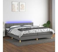 Modern LED Bed Frame with Mattress Set Dark Grey 200x200 cm, Adjustable Headboard, Silent Pocket Spring System, Skin-Friendly Mattress Protector for Bedroom Comfort
