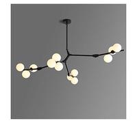 Modern LED Chandelier Fission Branches Style Glass Balls Ceiling Lamp Living Room Dining Room Bedroom Lighting Fixtures (Color : Black18HEAD Warm White Size : 25CM Pole) (Black18head Cold White 39CM