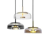 Modern Led Lighting Fixtures Living Room Dining Room Bar Nordic Contemporary Glass Lustre (Body Color : Gray Emitting Color : Tricolor Light) (Tricolor Light Clear)