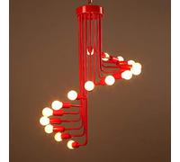 Modern LED Nordic Lamps Living Room Lighting Fixtures bar Restaurant Hanging Lights Cafe Novelty Dining s (Emitting Color : Cold White Lampshade Color : Red D50cm) (Red D50cm Warm White)