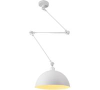 Modern Light Fixture Adjustable Industrial Swing Arm Hanging Light Mid Century Chandelier Metal Black Dome Lamp For Dining Room Kitchen Island Farmhouse Restaurant/White