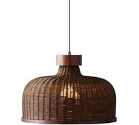 Modern Light Fixture Bohemian Handwoven Rattan Ceiling Light Rustic Wicker Hanging Lamp With Walnut Wood Accent For Living Room Dining Room Bedroom (Bulb Not Included)(45Cm)/45Cm
