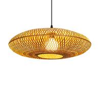 Modern Lighting Decor 1-Light Large Bamboo Basket Chandelier Hand Woven Lantern Illumination Ceiling Lights,Beige Wicker Restaurant Lamp For Dining/Living Kitchen Bedroom 1Pack