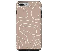 Modern Line Art Abstract Circles Pattern Beige Light Brown Coque pour iPhone 7 Plus/8 Plus