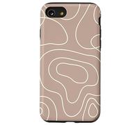 Modern Line Art Abstract Circles Pattern Beige Light Brown Coque pour iPhone SE (2020) / 7/8