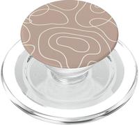 Modern Line Art Abstract Circles Pattern Beige Light Brown PopSockets PopGrip pour MagSafe