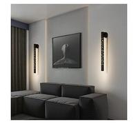 Modern Line Wall Lamp Copper LED Three Color Light Living Room TV Background Black Wall Lamp Bedroom Bedside Makeup Lamp (Color : H60cm-Black)