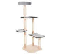 Modern Living Cali Arbre à chat | Coussin amovible en tissu velouté brillant | Avec lit rond | Troncs en bois véritable | Hauteur : 156 cm