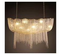 Modern Luxury Aluminum Chain Tassel Pendant Lamp for Hotel Restaurant Silver Cloth Hanging Lights Indoor Lighting Decor