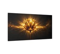 Modern Luxury Floral Golden Lotus Gold And Black - Canvas Wall Art Print 48×24 inch (120×60 cm) - Horizontal / 1.25 inch (3 cm)