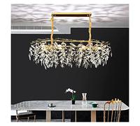 Modern Luxury Gold Crystal Chandelier Lighting Large Led Chandeliers Fixtures for Living Room Hotel Hall Art Decor Hanging Lamp Modern LED Chandelier (8headslong Threecolorlight)