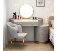 Modern Makeup Vanity Set with Smart Touch Dimmable Mirror, Velvet Stool, and Hidden Storage Compartments, Dressing Desk Ideal Gift for Women & Girls