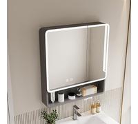 Modern Medicine Cabinet with Lights Anti Fog Wall Mirror & Storage Shelf for Bathroom Vanity 31.4in Grey Hanging Stylish Bathroom Storage Solution