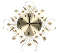 Modern Metal Flower Large Wrought Iron Wall Clock Hanging Living Room Decoration (Gold)