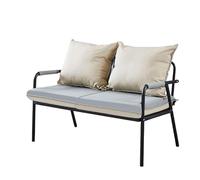 Modern Metal Frame Loveseat Bench, Two-Tone Waterproof Leather 2 Seater Sofa with Detachable Cushions, Easy Assemble Compact Couch for Balcony House(A,105x65x74cm)