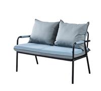 Modern Metal Frame Loveseat Bench, Two-Tone Waterproof Leather 2 Seater Sofa with Detachable Cushions, Easy Assemble Compact Couch for Balcony House(B,155x65x74cm)