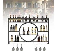 Modern Metal Wall Mounted Wine Rack with Stemware Hanger Hanging Drink Display Storage Holder for Kitchen Bar Dining Room Stylish and Space Saving Wine Display Rack (Size:140 * 15 * 80cm Col