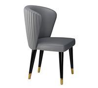 Modern Microfiber Leather Chairs for Dining Room Kitchen Living Room - Stylish Dark Gray Upholstered Armchairs with Solid Ash Wood Legs