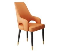 Modern Mid-Century Dining Chair with Armrests Leather Upholstery Stylish Accent for Kitchen & Dining Room Retro Orange Color