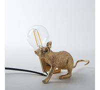 Modern Mini Resin Mouse LED Table Lamps for Living Room Bedroom Nordic Stand Desk Light Luminaire Loft Home Decor Study Fixtures Bedside Table Lamp (Gold Lying)