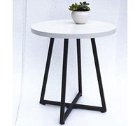 Modern Minimalist Household Essentials Black/White Top Black Frame Wood Round Coffee Table (Color : White Size : 60CM) (White 50CM)
