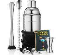 Modern Mixology - Ensemble shaker à cocktails, mélangeur de boissons, kit de barman portable 8 pièces Argent G