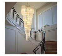 Modern Murano Glass Prism Chandelier Lighting Luxury Staircase Chandeliers Hanging Light Fixtures for Living Dining Room Decor Modern LED Chandelier (Warm White D40xH100cm)