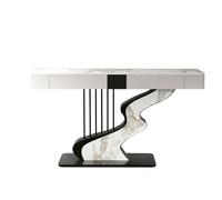 Modern Narrow Console Table, Wood Table with Storage Drawers & Shelves, Geometric Metal Frame for Entryway, Hallway Or Sofa Use(Gray 1(Black),80CM)