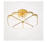 Modern Nordic Ceiling Fan Light for Dning Room Bedroom Living Room Lamp Fashion Led Fan s Indoor Lighting for Bedroom Living Room and Dining Room (Blade Color : B-Golden-50x50x18CM) (A)