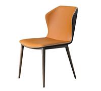 Modern Orange Microfiber Leather High Back Dining Chairs with Soft Cushion and Copper Legs for Kitchen & Dining Room