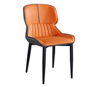 Modern Orange Synthetic Leather Accent Chair with Soft Cushion Seat and Metal Legs - Stylish Furniture for Living Room Office Or Guest Room