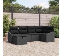 Modern Outdoor Garden Sofa Set 7 Pieces with Cushions, Poly Rattan Modular Sectional Furniture for Patio Terrace Balcony, Weatherproof UV Resistant Lightweight Lounge Seating Group, Seat and Ottoman